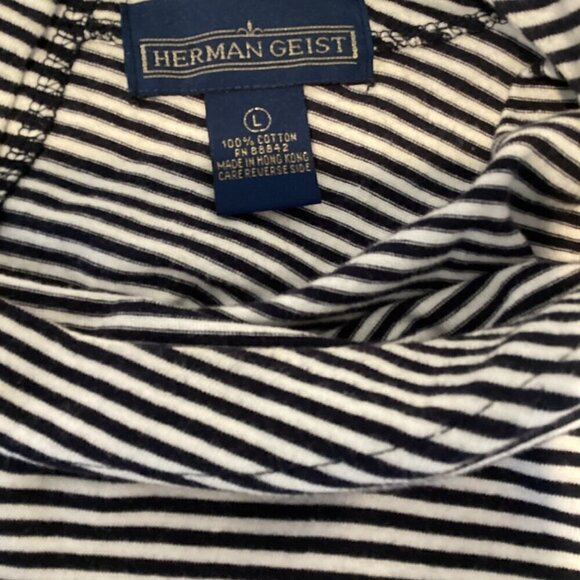 VTG 80s 90s Herman Geist Short Sleeve Button Back Striped Pleated Dress L #294A - Picture 6 of 7